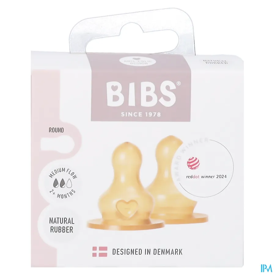 packshot van Bibs Zuigfles Spenen Latex Duopack M