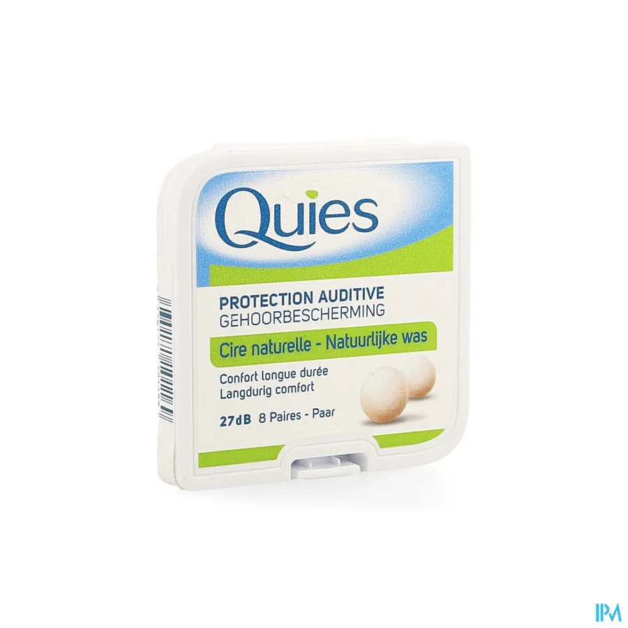 packshot van Quies Gehoorbescherming uit Natuurlijke Was 27 dB 8 Paar