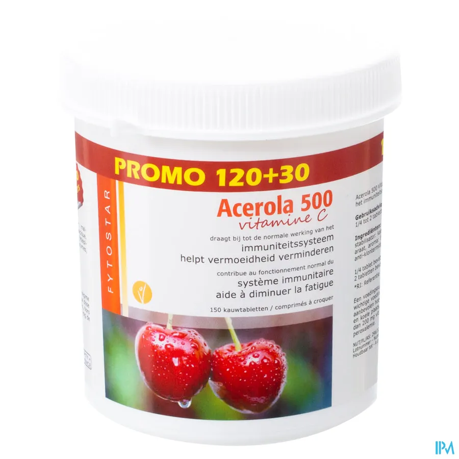 packshot van Acerola C-500 Vitamine C Promoverpakking 150 Kauwtabletten