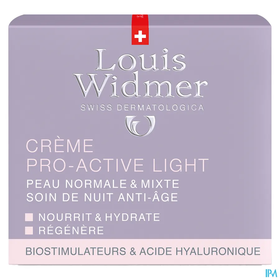 packshot van Louis Widmer Pro-Active Light Nachtcrème met Parfum Pot 50 ml