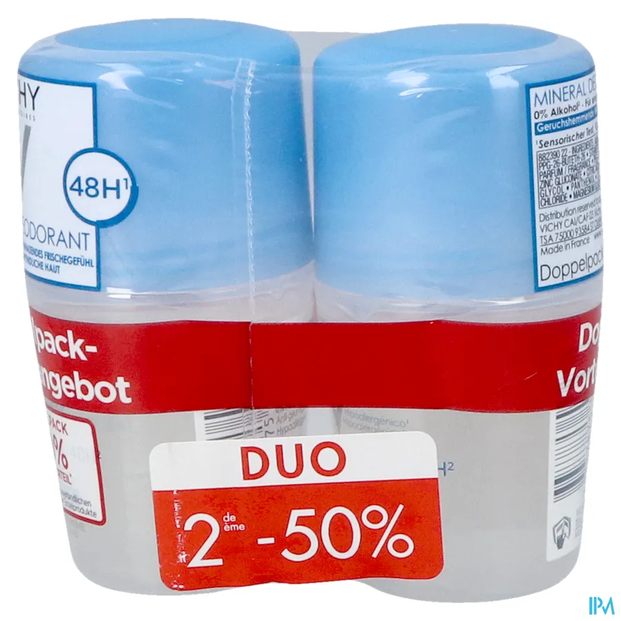 packshot van Vichy Mineraal Deodorant Roller Duo Promo* 2 x 50 ml