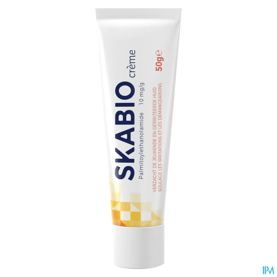 packshot van Skabio Crème voor Verzorging van Jeukende en Geïrriteerde Huid Tube 50 g