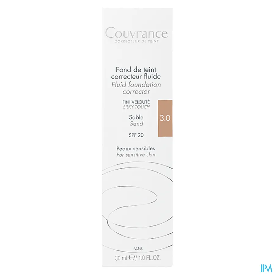 packshot van Avène Couvrance Corrigerende Vloeibare Foundation 3 Sable 30 ml