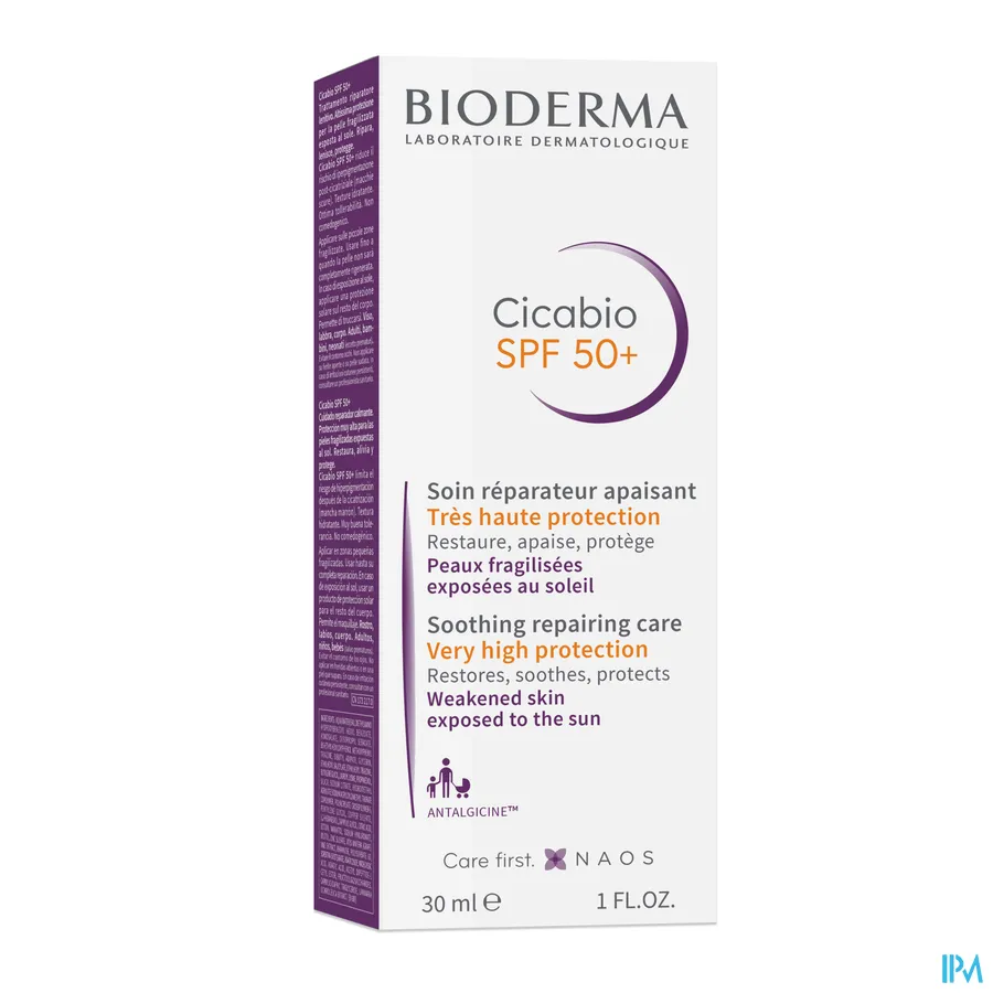 packshot van Bioderma Cicabio SPF50+ Kalmerende en Herstellende Verzorging 30 ml
